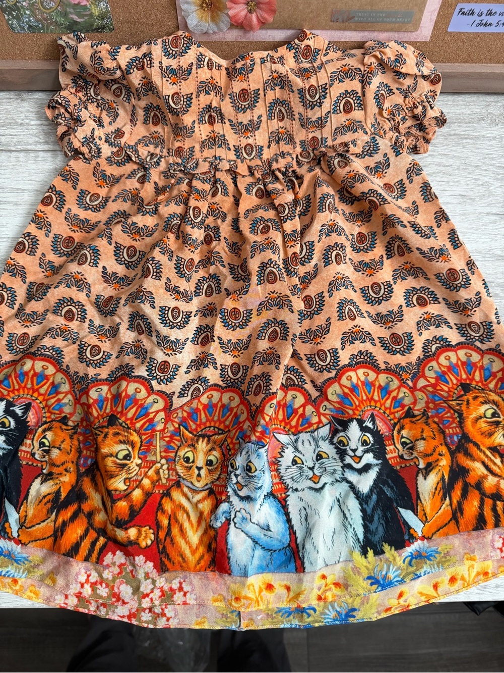 Gucci Orange Cat Border Print Dress
